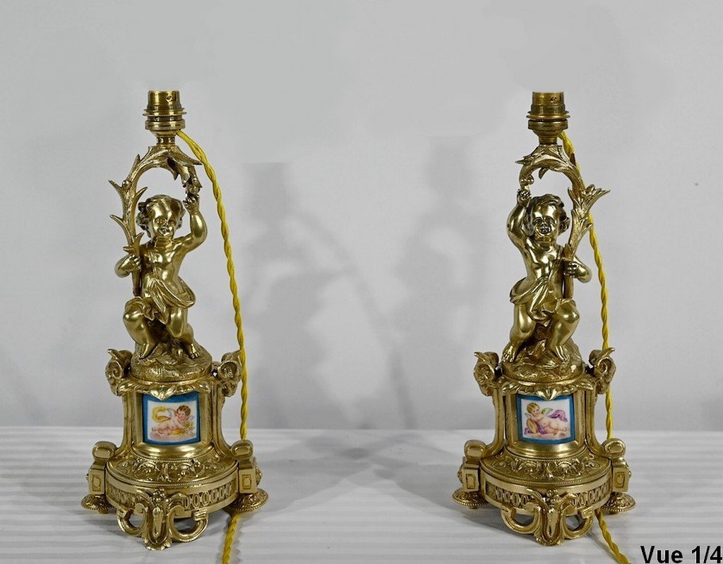 Paire De Flambeaux En Bronze Doré, époque Napoléon III – Milieu XIXe-photo-1
