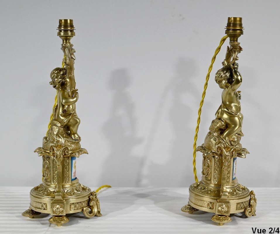 Pair Of Candlesticks In Gilt Bronze, Napoleon III Period - Mid-19th Century-photo-4