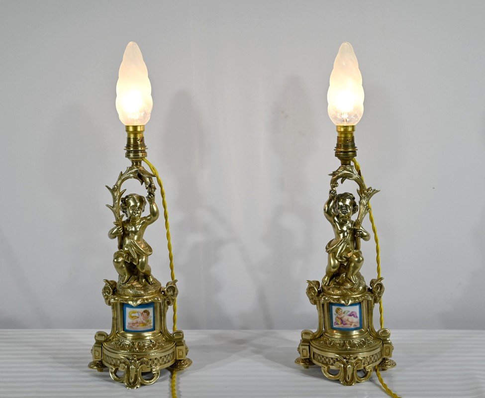 Paire De Flambeaux En Bronze Doré, époque Napoléon III – Milieu XIXe