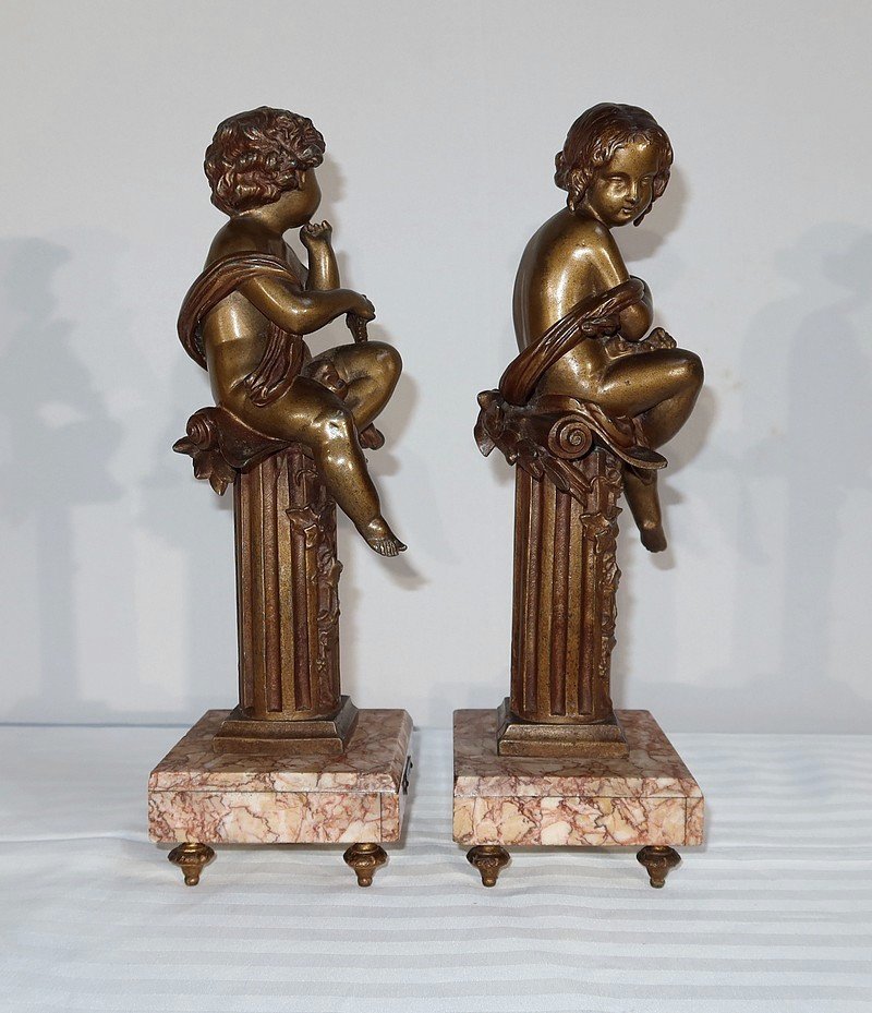 Paire De Statuettes « l’insouciant Et La Rêveuse » Par A. Moreau – Fin XIXe-photo-2