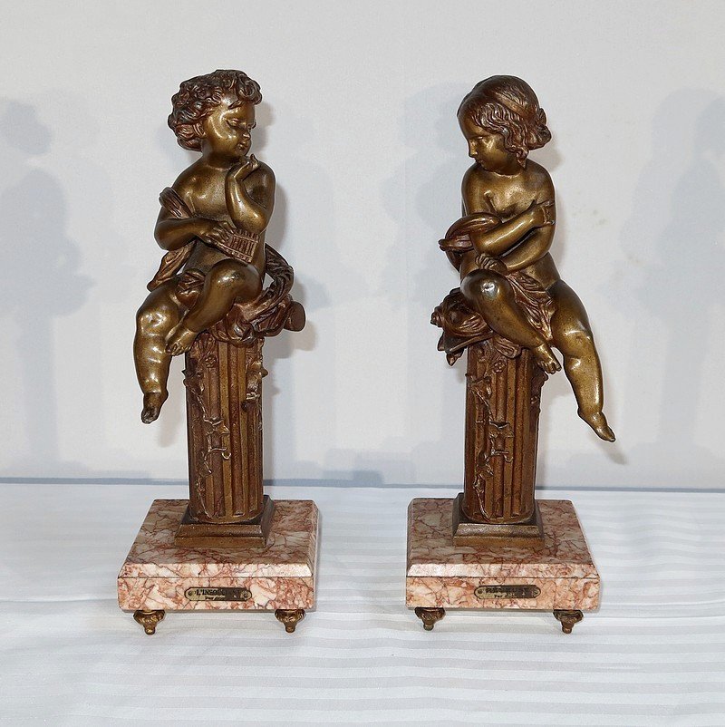 Paire De Statuettes « l’insouciant Et La Rêveuse » Par A. Moreau – Fin XIXe