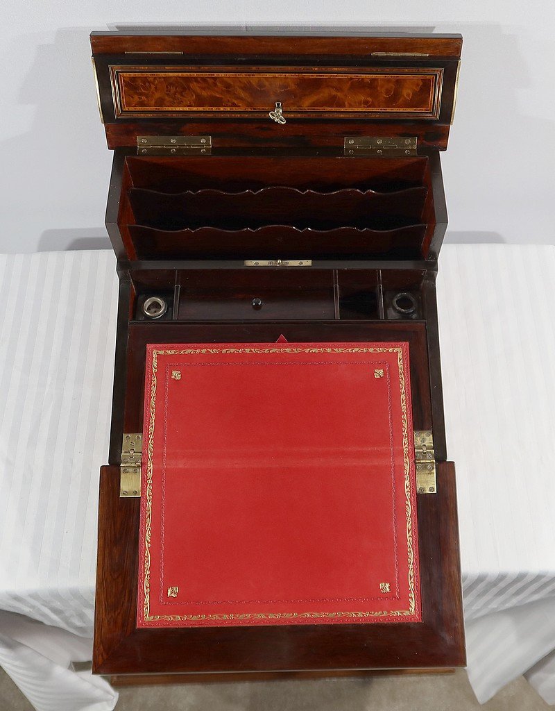 écritoire De Voyage En Loupe De Thuya, époque Napoléon III - Milieu XIXe-photo-4