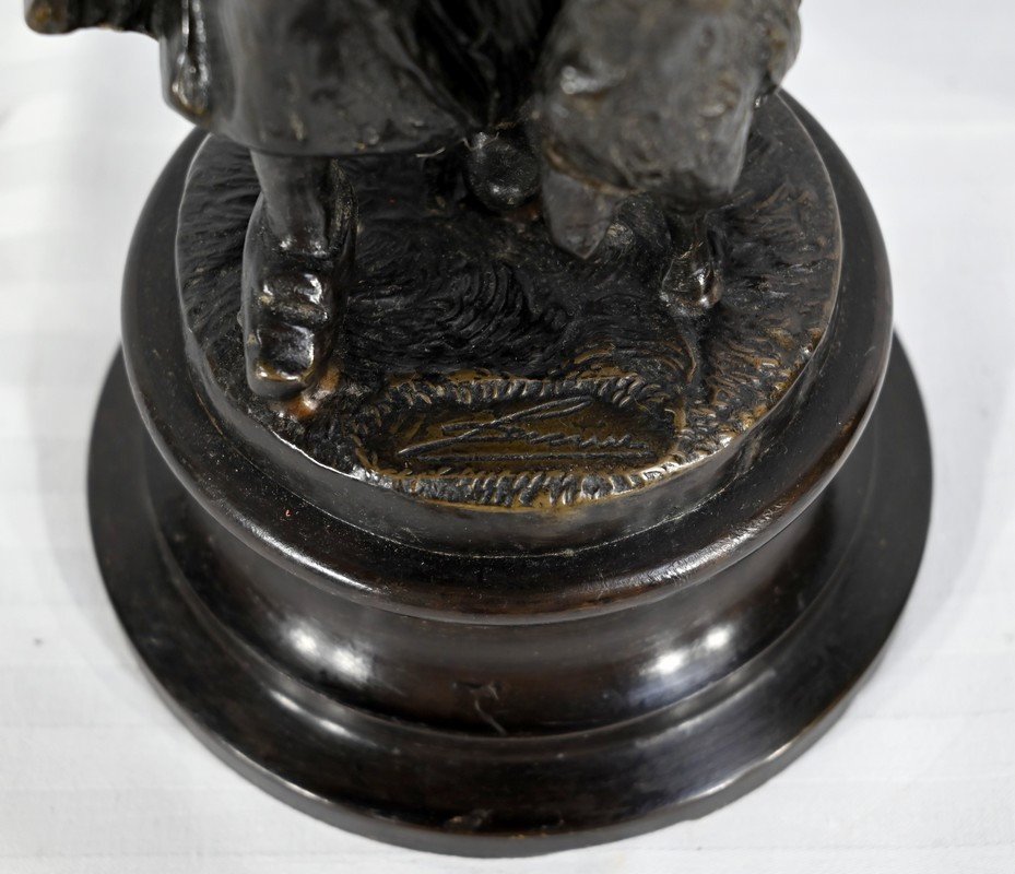 Bronzes « Le Berger Et La Bergère », Signés Laurini, D’après L & F. Moreau – Début XXe-photo-2