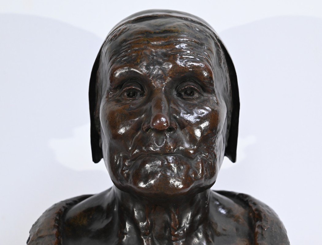 Important Buste De Bretonne En Bronze, Signé G.Demée – Fin XIXe-photo-1