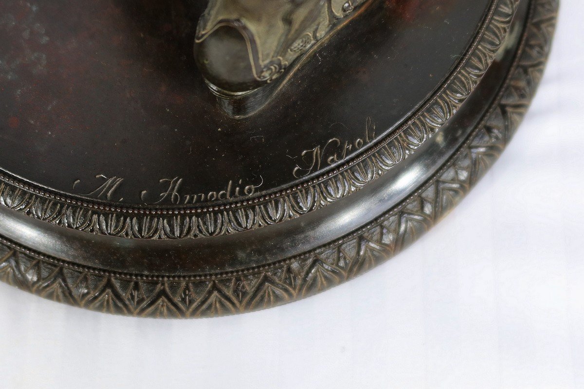 Important Bronze "narcissus" By M. Amodio - Late 19th Century-photo-7
