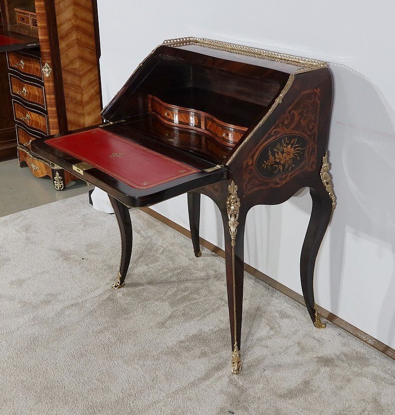 Slope Desk In Precious Wood, Napoleon III Period - Mid-19th Century-photo-2
