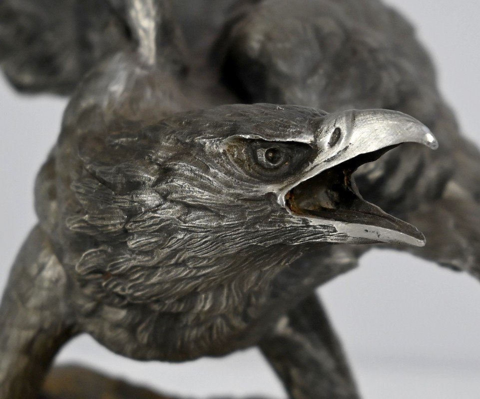 Pewter Sculpture “bald Eagle”, Signed P.brunelle – 20th-photo-3