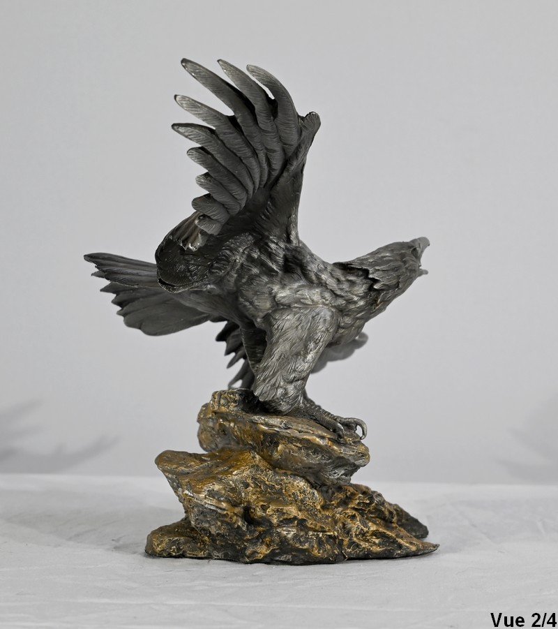 Sculpture En étain « Bald Eagle », Signée P.brunelle – XXe-photo-2