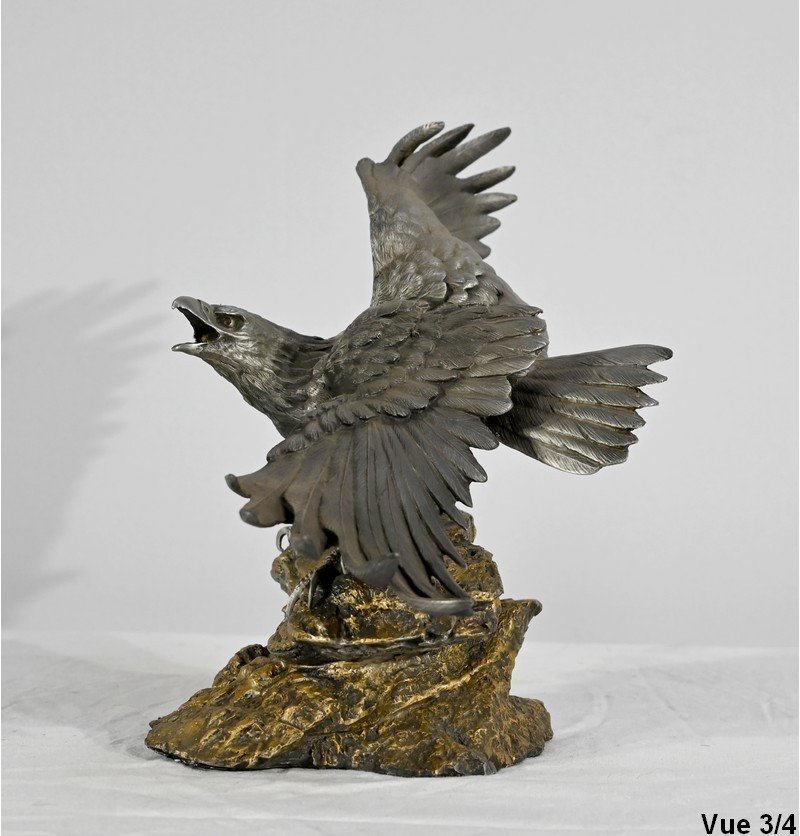 Sculpture En étain « Bald Eagle », Signée P.brunelle – XXe-photo-3
