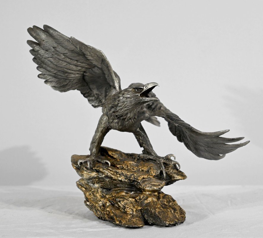 Pewter Sculpture “bald Eagle”, Signed P.brunelle – 20th