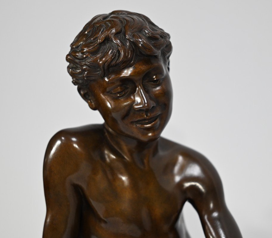 Bronze « L’enfant à L’epuisette », Signé R.guillaume – XXe-photo-3