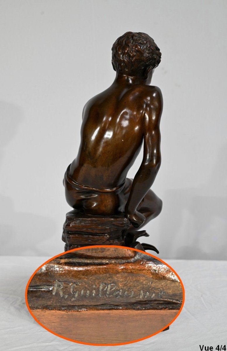 Bronze « L’enfant à L’epuisette », Signé R.guillaume – XXe-photo-7