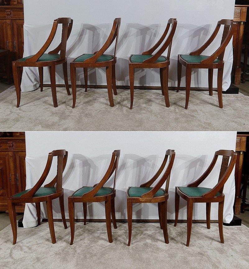 Suite Of 8 Gondola Chairs In Solid Walnut, Art Deco - 1930-photo-2