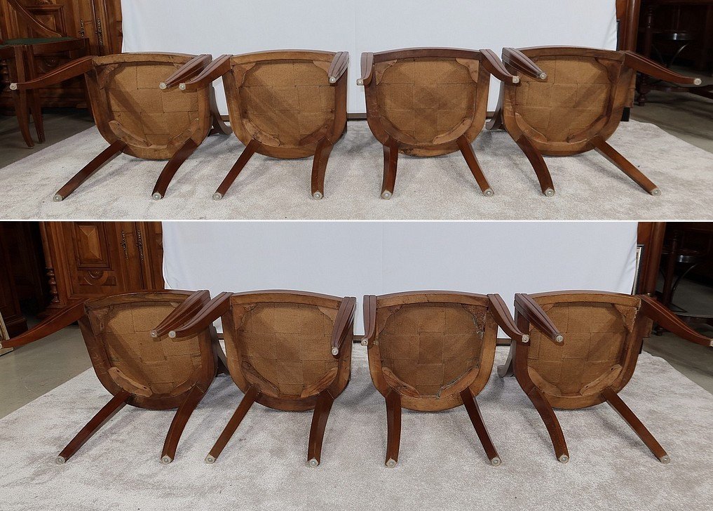 Suite Of 8 Gondola Chairs In Solid Walnut, Art Deco - 1930-photo-8