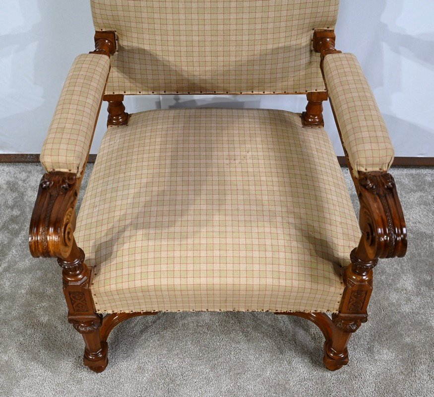 Important Walnut Armchair, Louis XIV Style – Mid-19th Century-photo-2