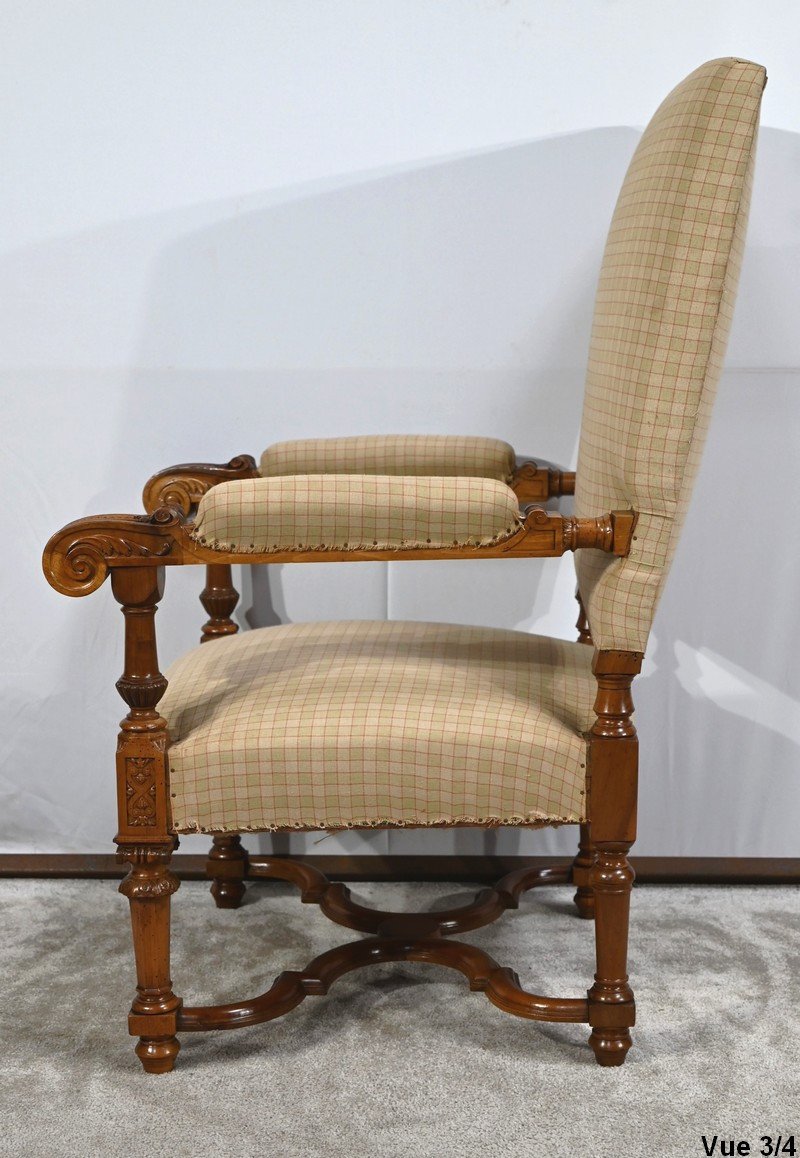 Important Walnut Armchair, Louis XIV Style – Mid-19th Century-photo-5