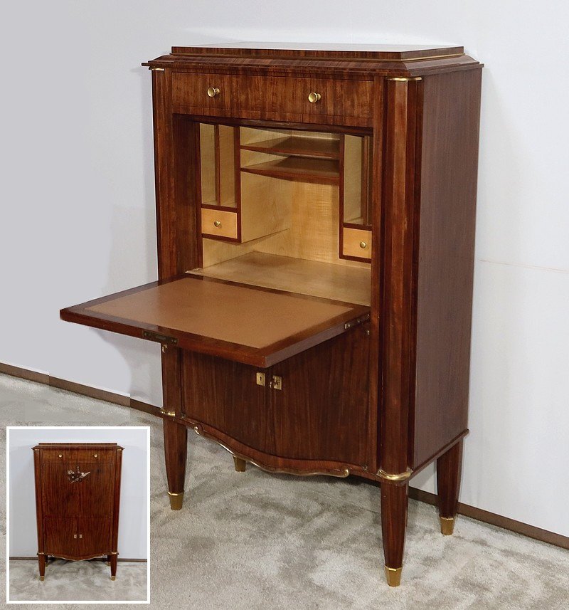 Secrétaire En Bois Précieux, Signé J. Leleu, Art Déco – 1940