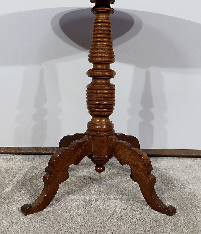 Small Oak And Walnut Pedestal Table – Late 19th Century-photo-2