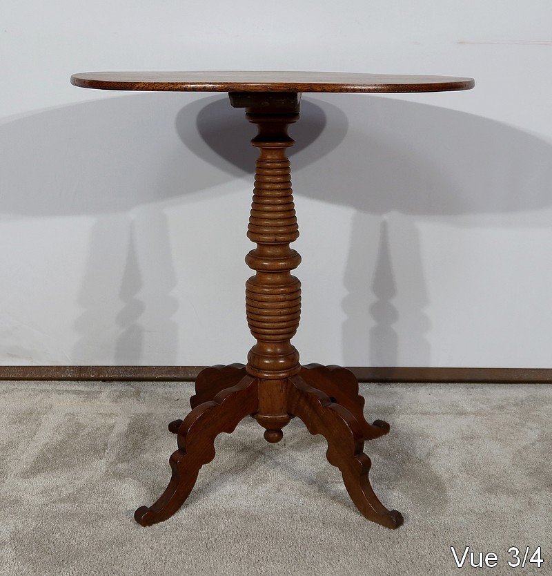 Small Oak And Walnut Pedestal Table – Late 19th Century-photo-5