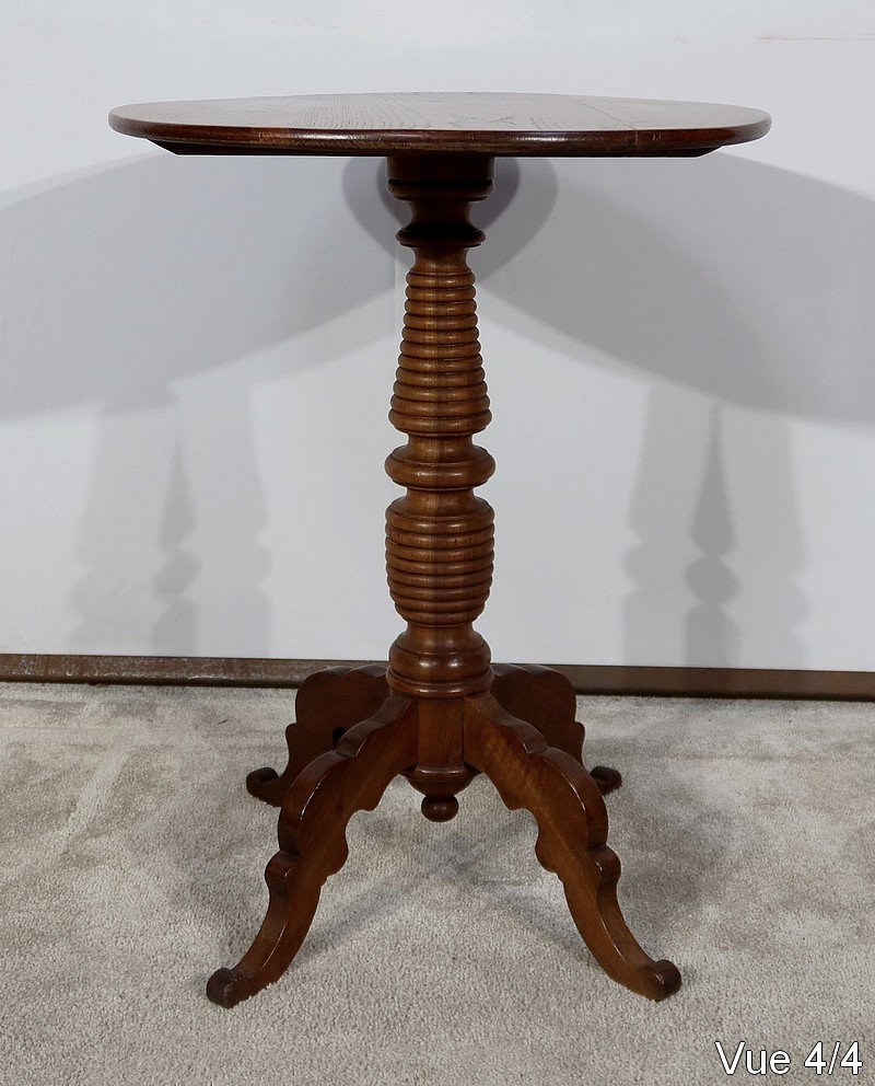 Small Oak And Walnut Pedestal Table – Late 19th Century-photo-6