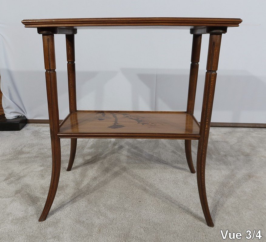 Table à Thé à Décor Marqueté, Signée E. Gallé, Art Nouveau – Fin XIXe-photo-5