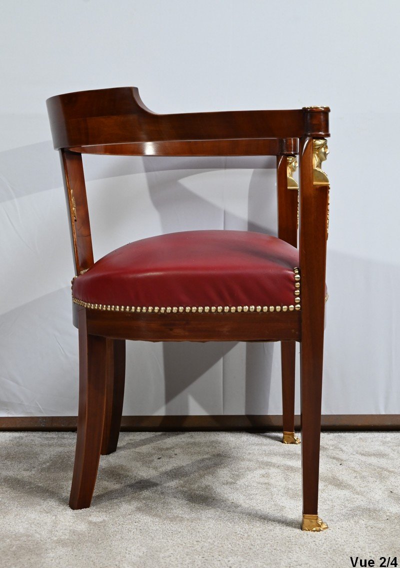 Fauteuil De Bureau En Acajou Clair, Style Retour D’égypte – Milieu XIXe-photo-5