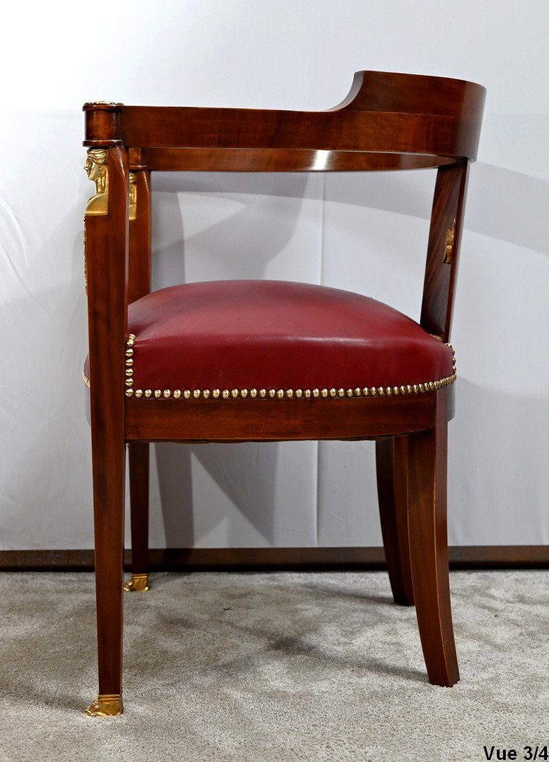 Fauteuil De Bureau En Acajou Clair, Style Retour D’égypte – Milieu XIXe-photo-6