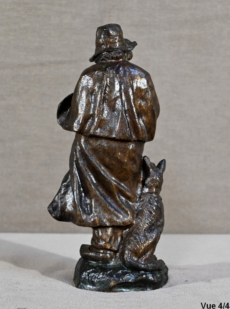 Bronze “the Shepherd And His Dog”, Signed G.omerth – Early 20th Century-photo-5