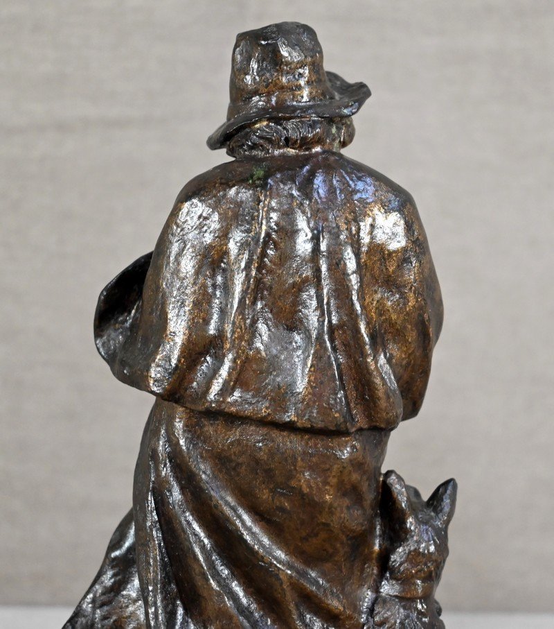 Bronze “the Shepherd And His Dog”, Signed G.omerth – Early 20th Century-photo-6