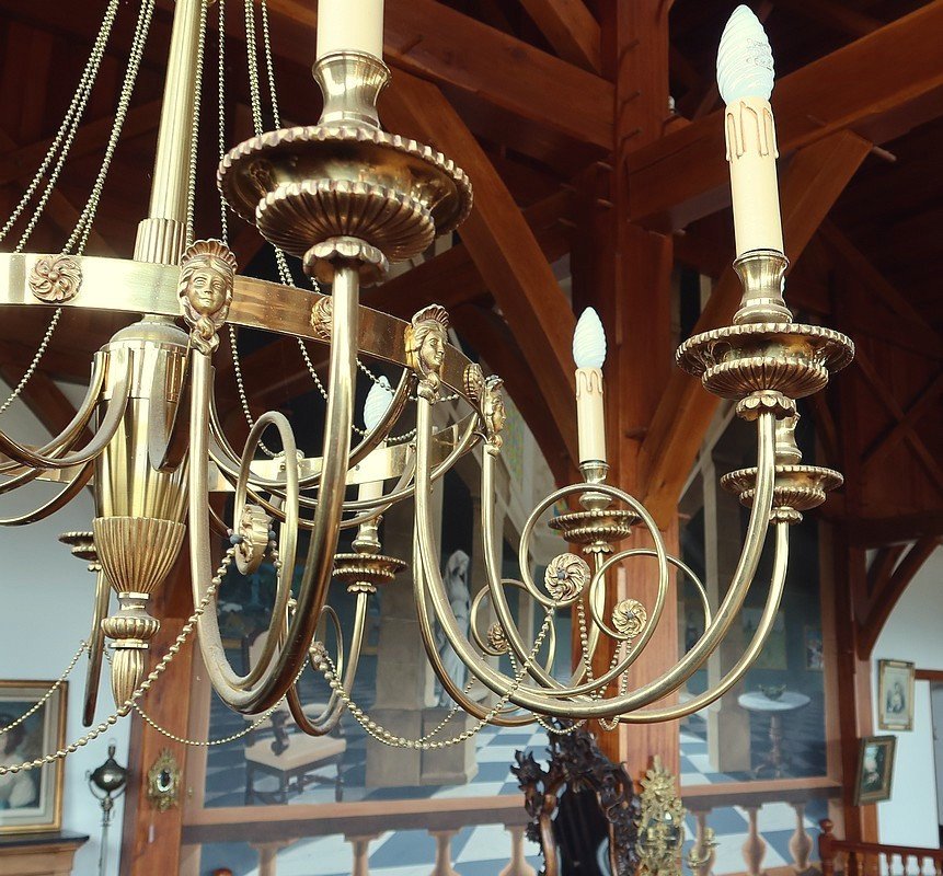 Set Of 3 Chandeliers With 10 Lights, Louis XVI Style - Early 20th Century-photo-4