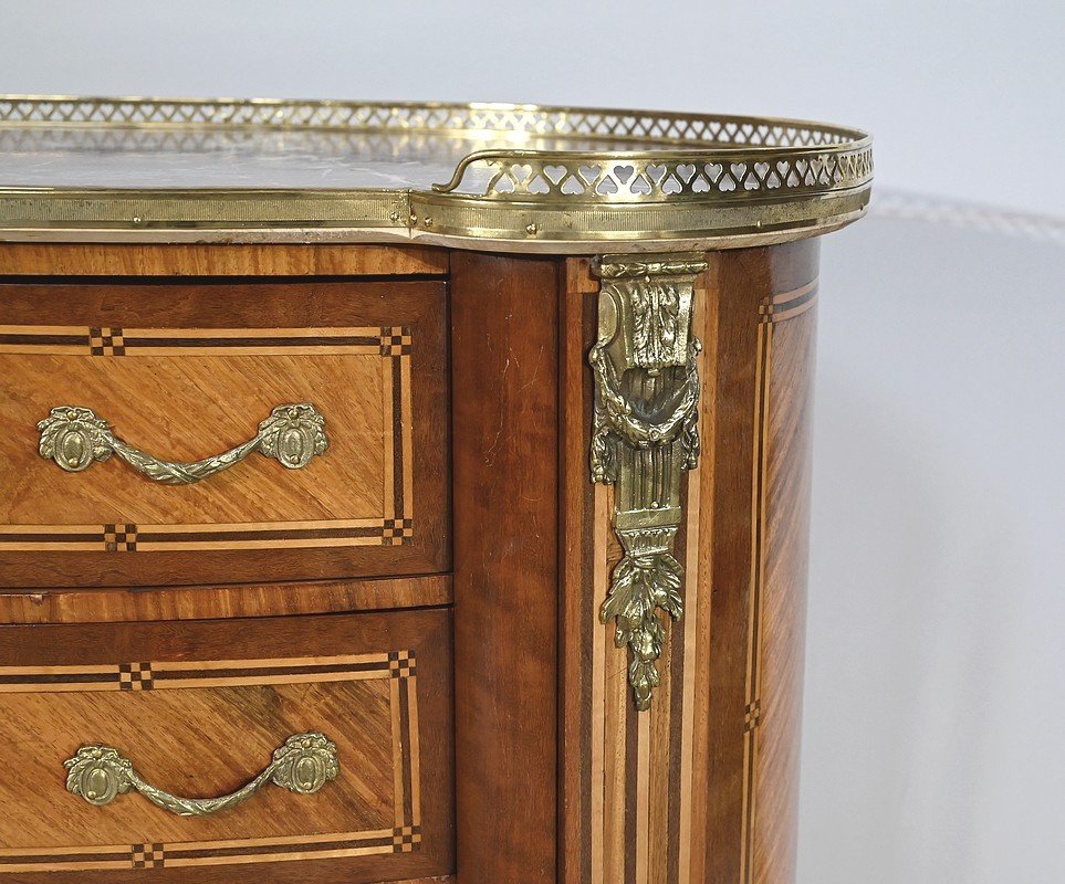 Kidney Commode In Precious Wood, Louis XIV / Louis XV Transition Style – Late 19th Century-photo-2
