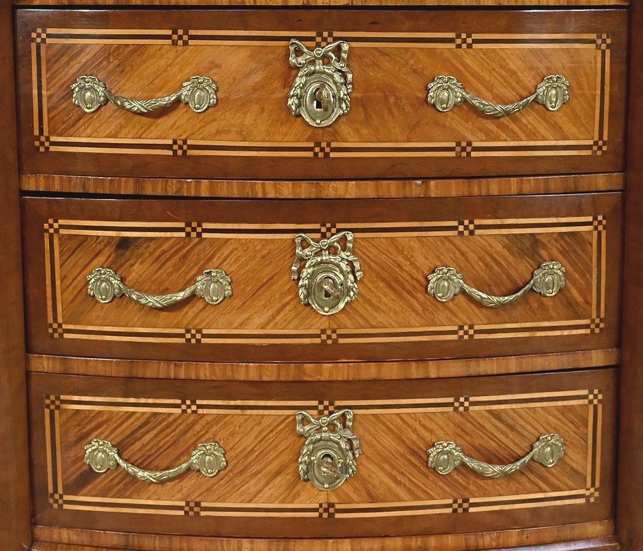Kidney Commode In Precious Wood, Louis XIV / Louis XV Transition Style – Late 19th Century-photo-3