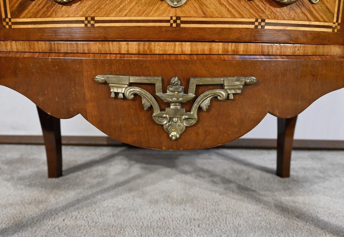 Kidney Commode In Precious Wood, Louis XIV / Louis XV Transition Style – Late 19th Century-photo-5