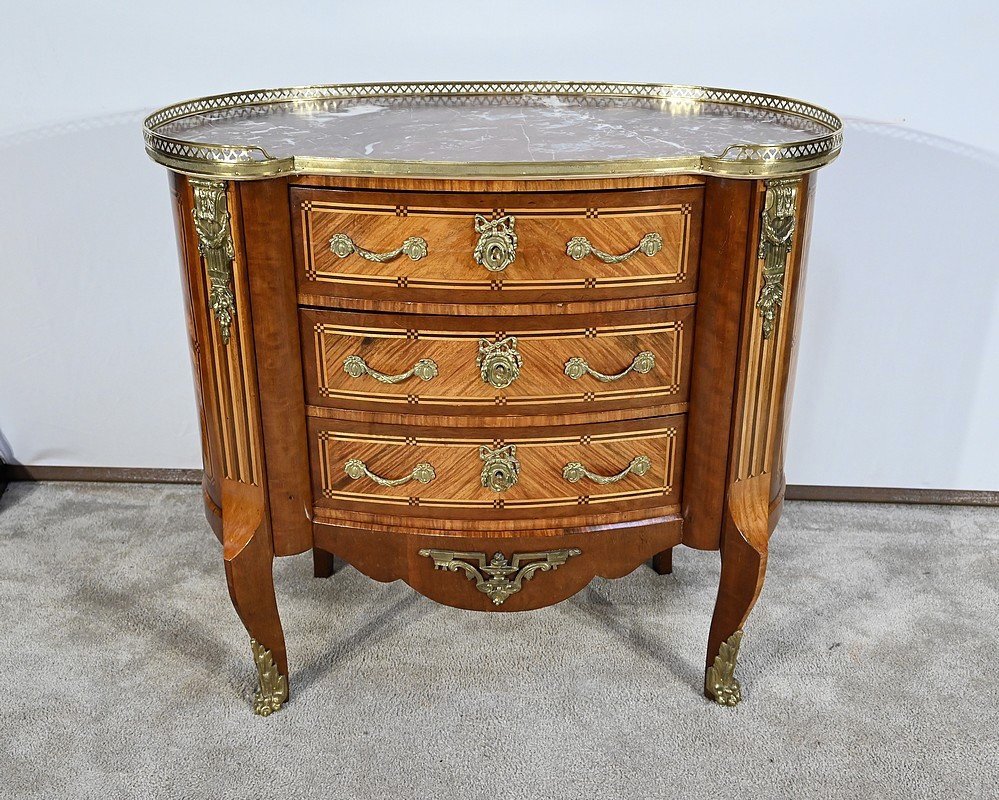 Kidney Commode In Precious Wood, Louis XIV / Louis XV Transition Style – Late 19th Century