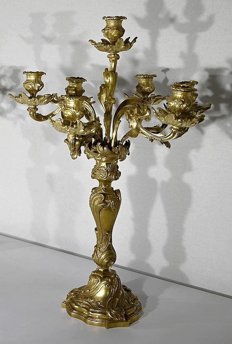 Important Candelabra In Gilt Bronze, Louis XV Style – Late 19th Century-photo-2