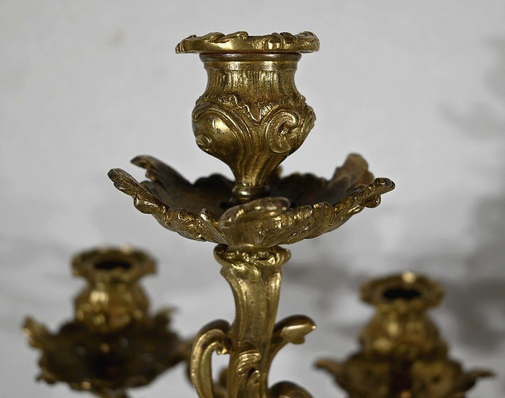 Important Candelabra In Gilt Bronze, Louis XV Style – Late 19th Century-photo-1