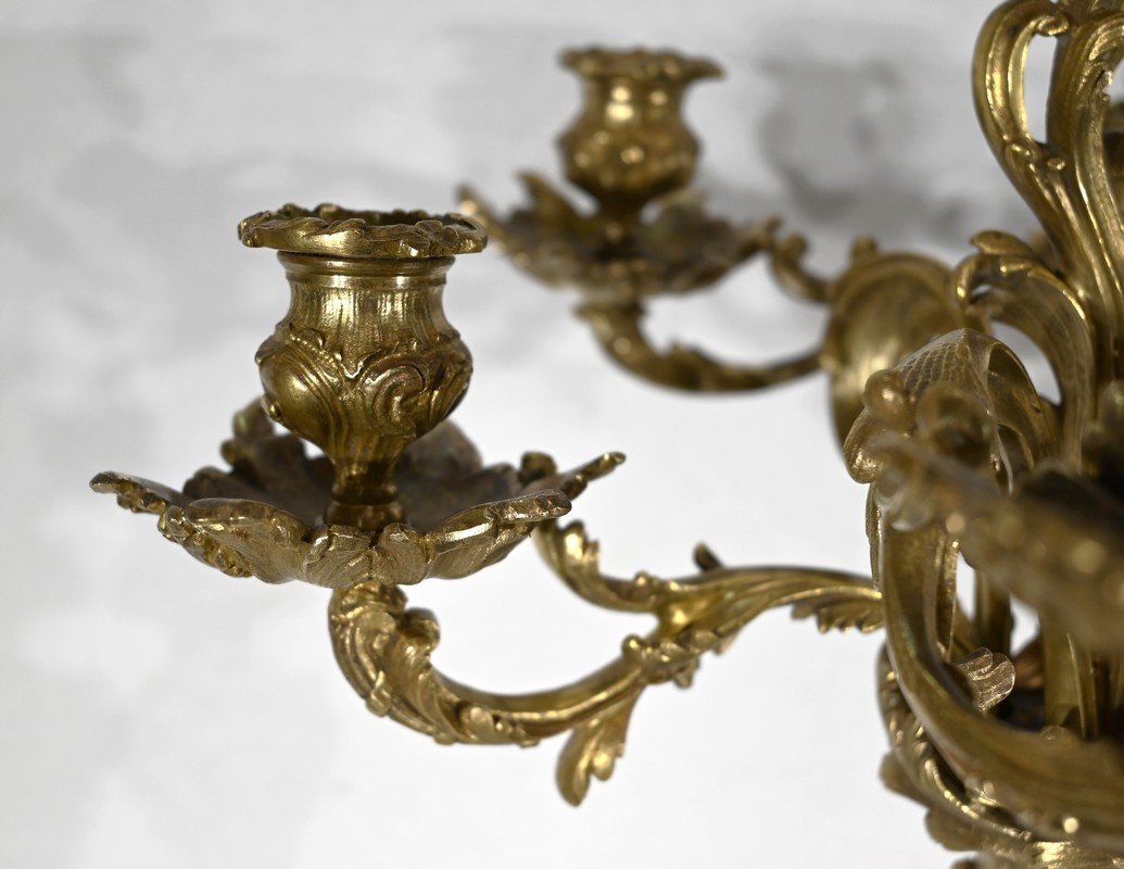 Important Candelabra In Gilt Bronze, Louis XV Style – Late 19th Century-photo-2