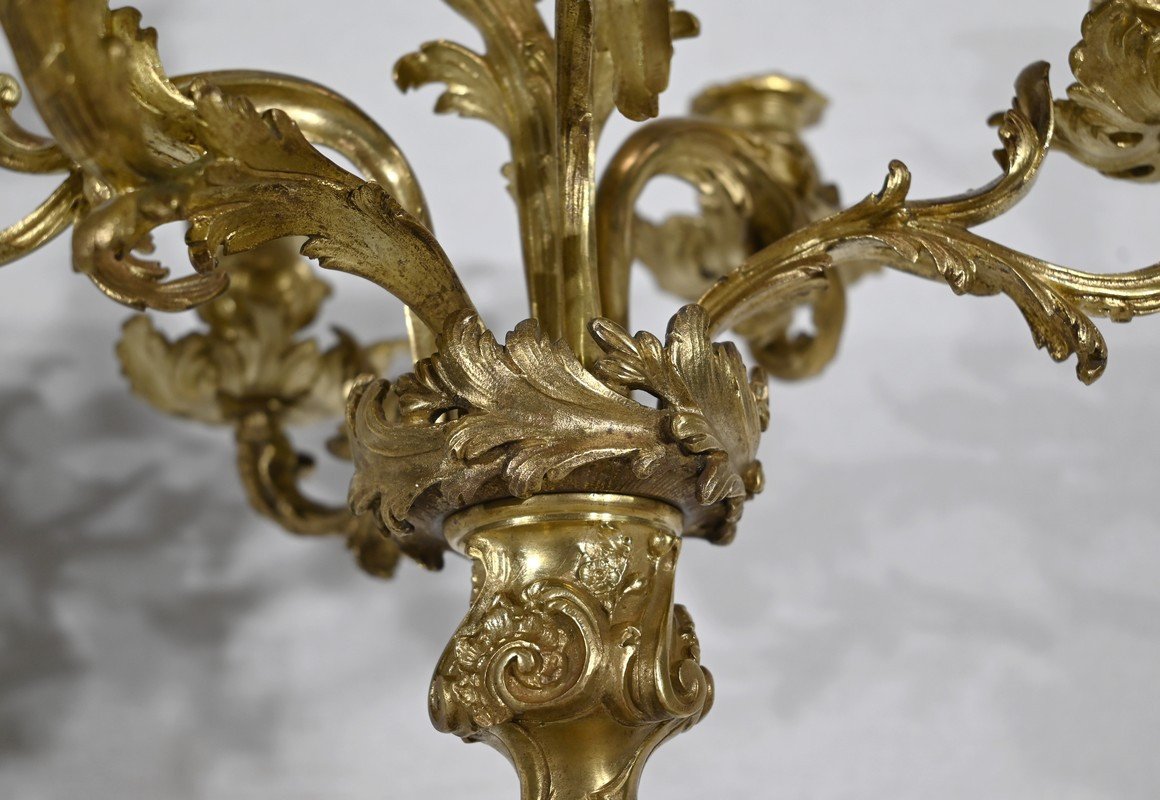 Important Candelabra In Gilt Bronze, Louis XV Style – Late 19th Century-photo-4