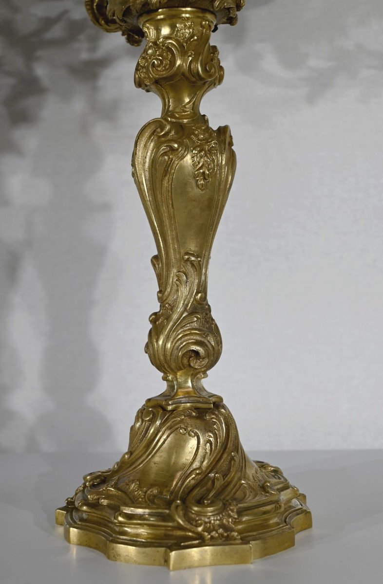 Important Candelabra In Gilt Bronze, Louis XV Style – Late 19th Century-photo-5