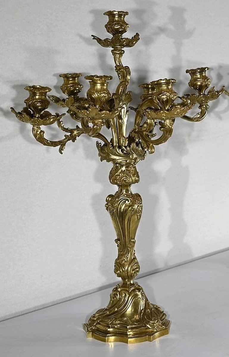 Important Candelabra In Gilt Bronze, Louis XV Style – Late 19th Century