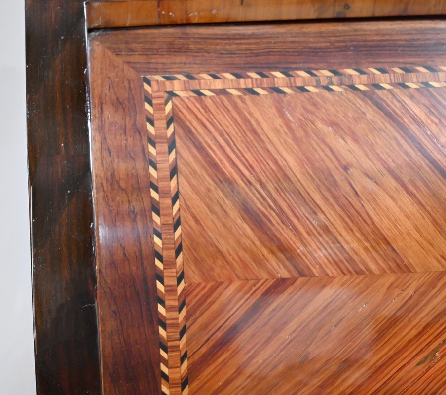 Exceptional Cylinder Desk Showcase In Precious Wood – Late 18th Century-photo-4