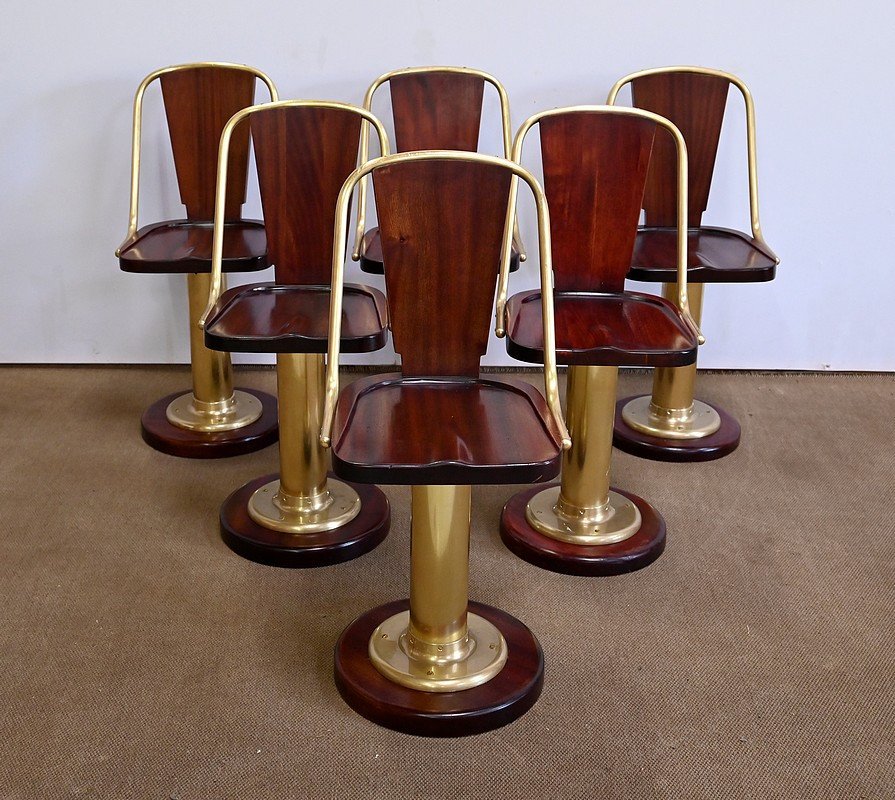 Rare Suite De Six Chaises De Paquebot, Angleterre  – Début XXe-photo-2