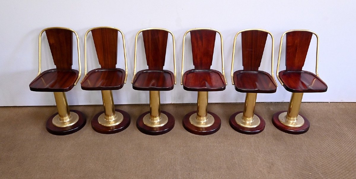 Rare Suite De Six Chaises De Paquebot, Angleterre  – Début XXe-photo-1