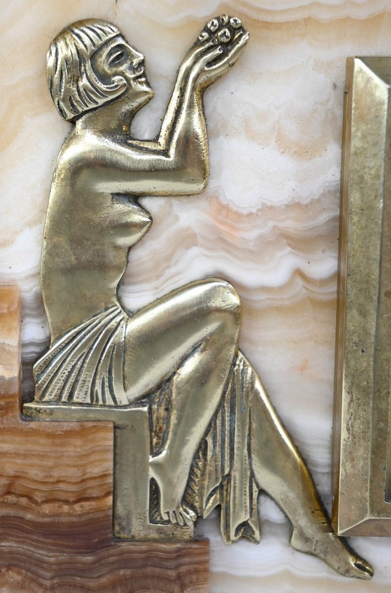 Onyx And Bronze Fireplace Set, Stamped A. Gapaillard, Art Deco – 1920-photo-1