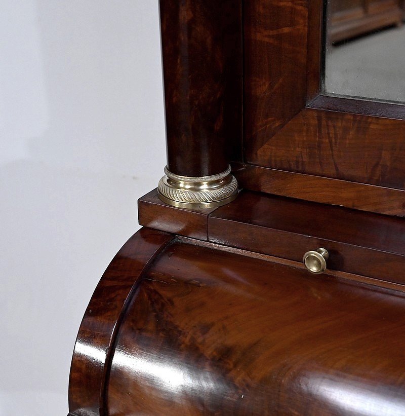 Petit Bureau à Cylindre en Acajou, époque Empire – Début XIXe-photo-2
