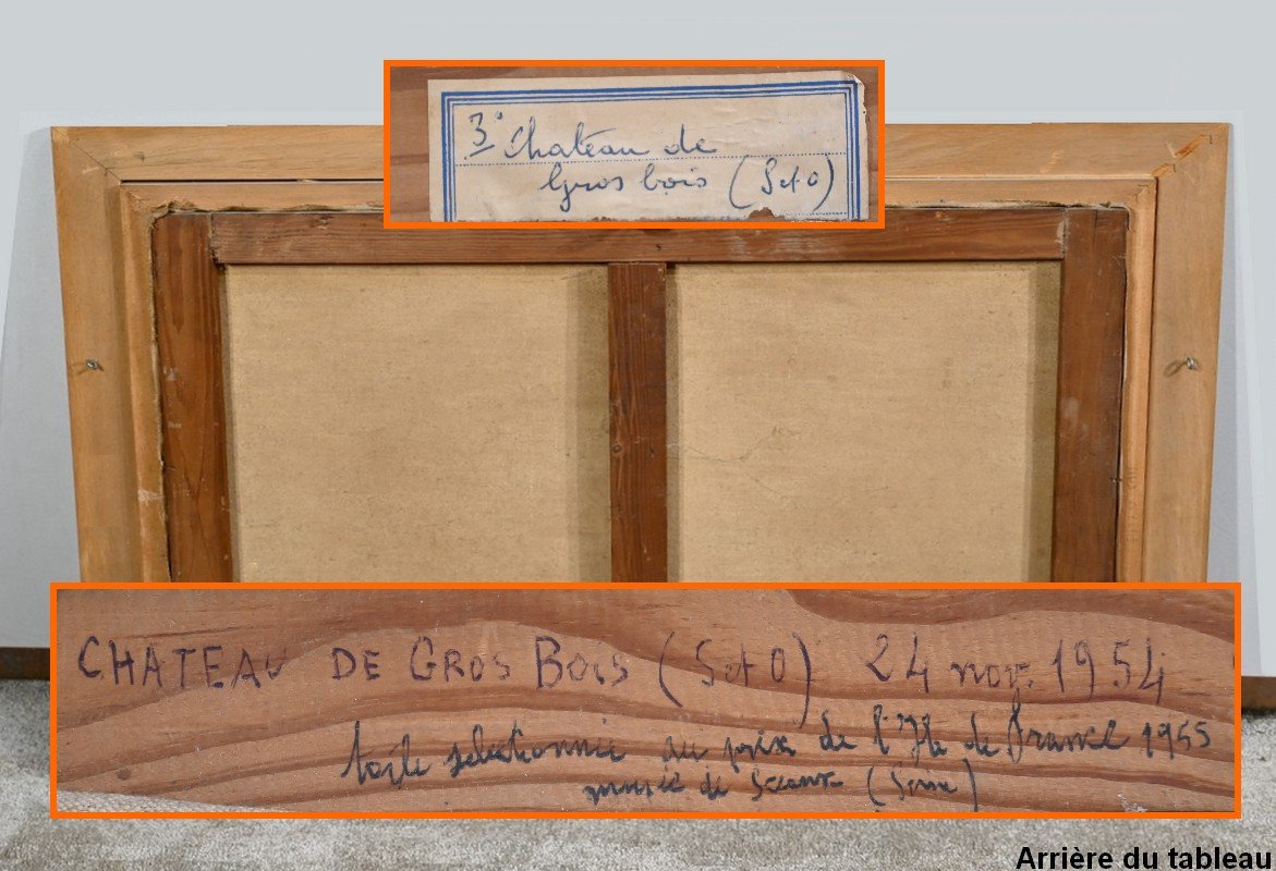 Large Painting “château De Gros Bois”, Signed A.mémin – 1954-photo-8