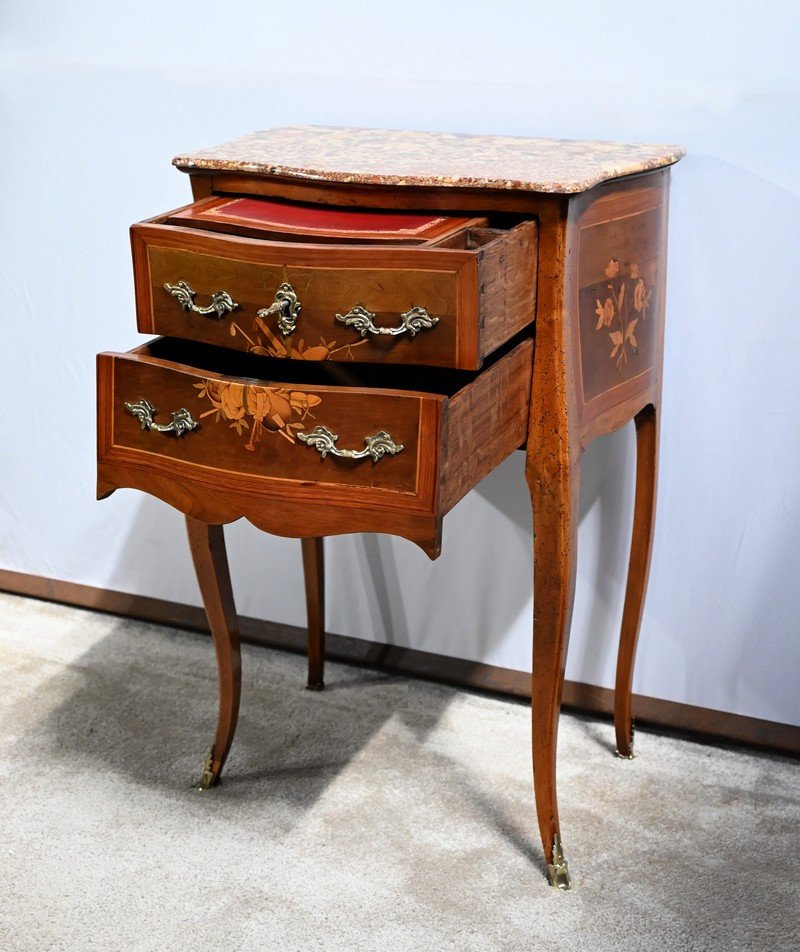 Small Chiffonnière Table In Rosewood And Walnut, Louis XV Style – 2nd Half 19th Century-photo-2