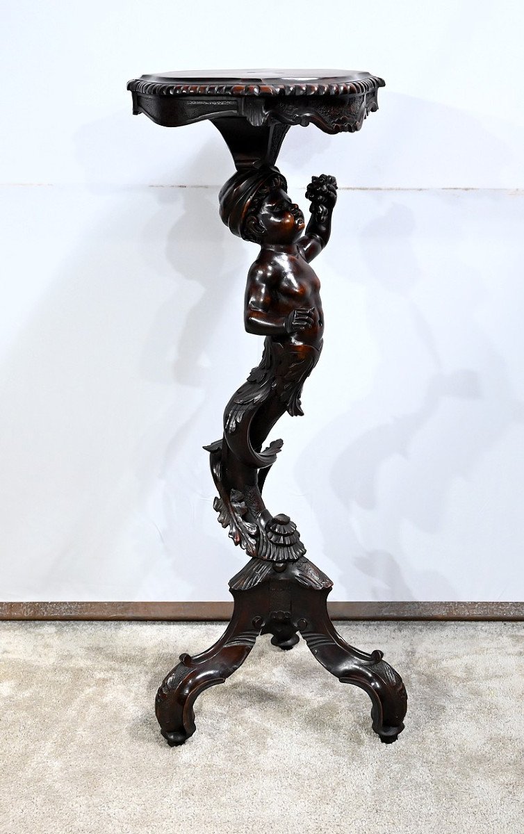 Petite Sellette En Bois Noirci, Goût Napoléon III – Fin XIXe-photo-5