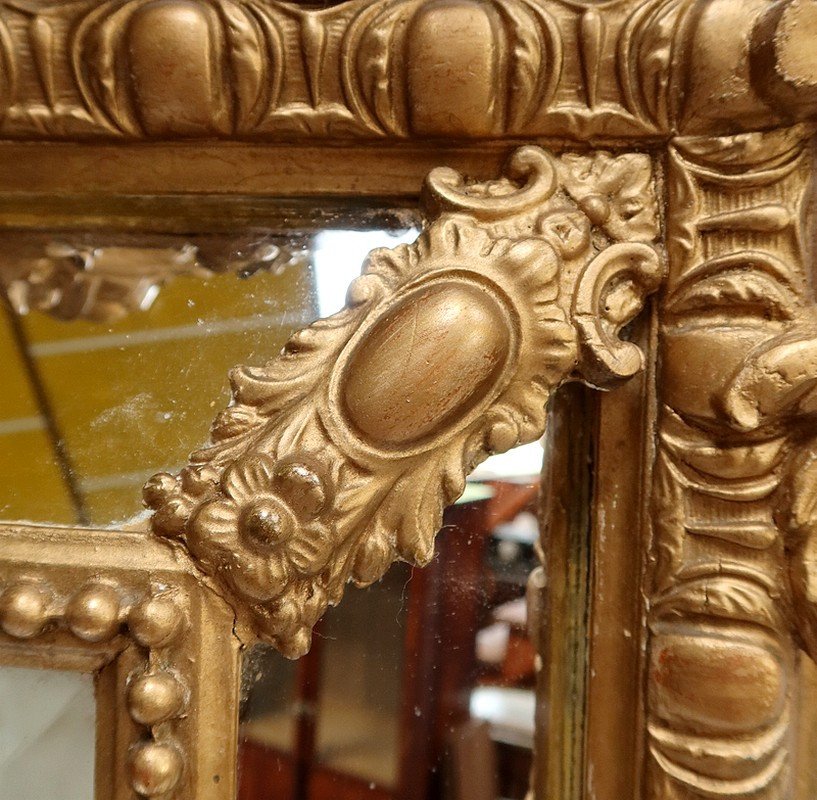 Beaded Mirror In Golden Wood, Louis XIV Style, Napoleon III – 19th Century-photo-2
