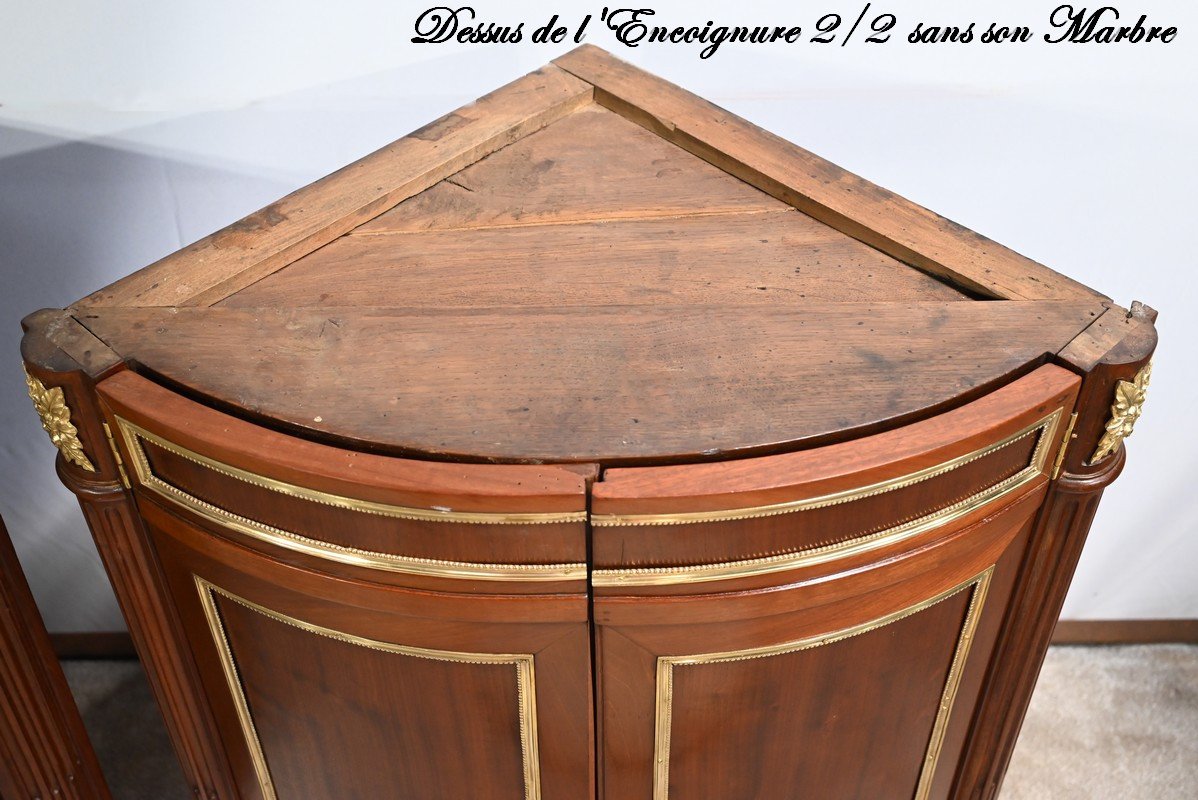 Paire D’encoignures En Acajou, époque Louis XVI – XVIIIe-photo-7